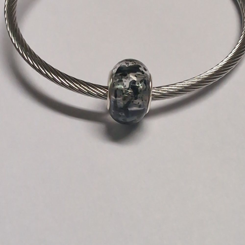 Clear with‎ Black Speckles Charm for Pandora Style Bracelet
